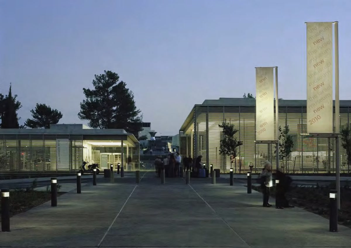 Renewed entrance to the Israel Museum at dusk