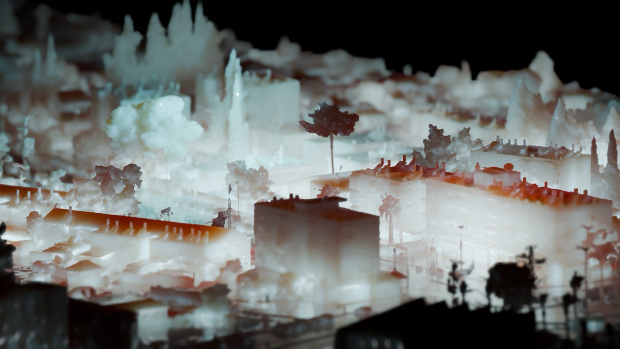 Tangible city simulation table with projected urban data